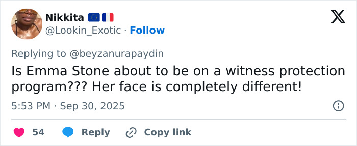 Social media reaction to Emma Stone's Louis Vuitton photos fuels plastic surgery speculation frenzy.