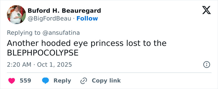 Tweet by Buford H. Beauregard discussing another victim in the Louis Vuitton photos sparking plastic surgery speculation.