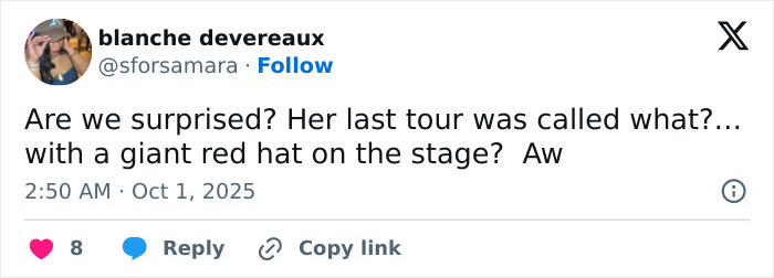 Tweet discussing allegations involving a rapper, red hat controversy, and a public reaction on social media platform.