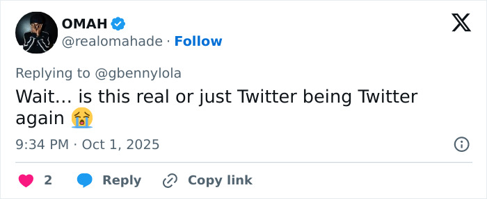Tweet from user OMAH expressing disbelief about authenticity, related to Zendaya fans convinced she's pregnant after viral photo with Lisa.