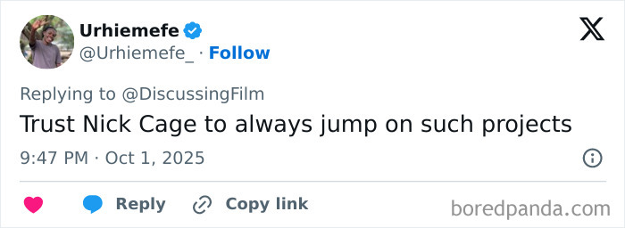 Nicolas Cage sparks frenzy as he stars as Jesus' dad in new horror film, capturing intense fan reactions online. Nicolas Cage sparks frenzy as he stars as Jesus' dad in new horror film, capturing intense fan reactions online.