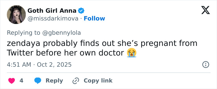 Tweet mentioning Zendaya fans convinced she&rsquo;s pregnant after viral photo with Lisa sparking social media rumors.