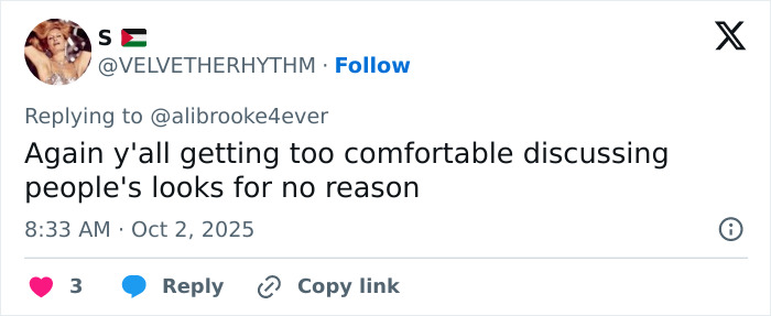 Twitter user expressing concern about people discussing others' looks, relating to plastic surgeon frenzy in LA.