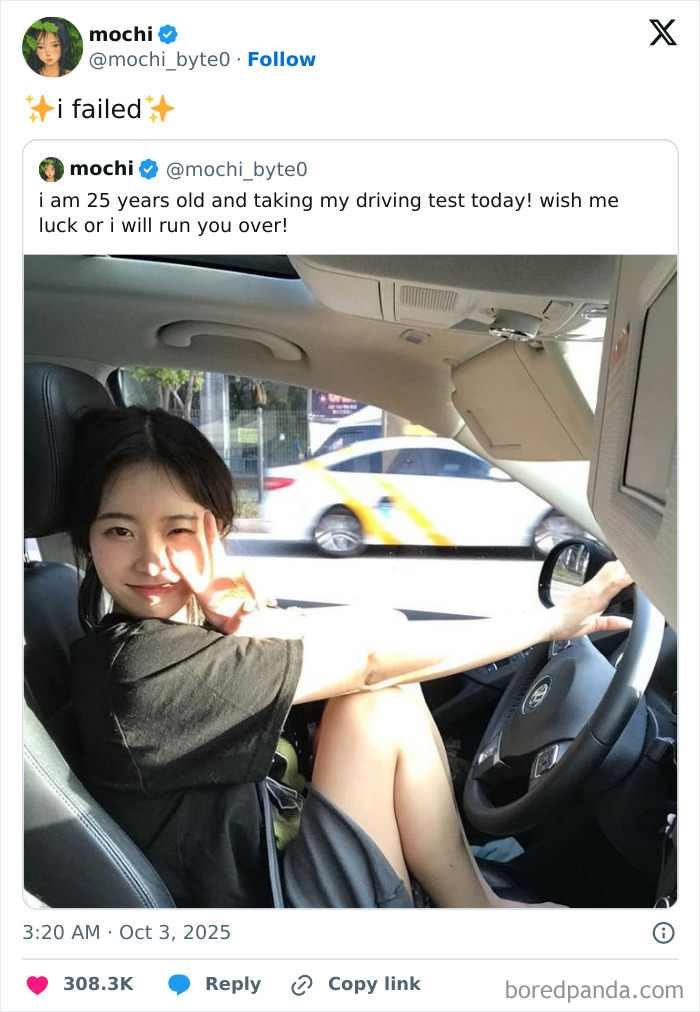 Young woman in a car making a peace sign, featured in hilarious Netflix gotta add a comment section October tweets.