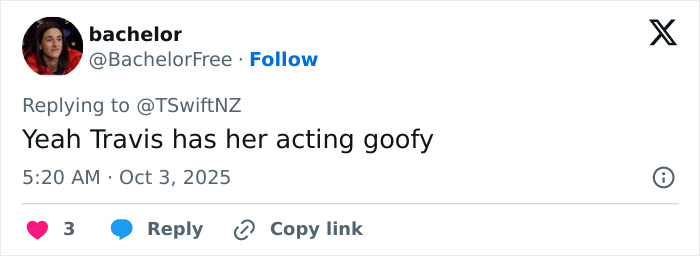 Screenshot of a tweet discussing Travis Kelce's manhood in a new song, highlighting fan reactions to the raunchy track.