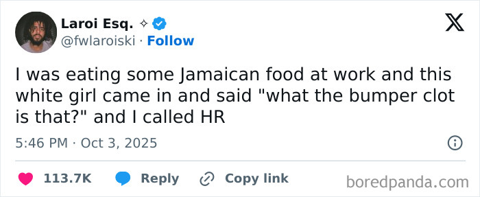 Screenshot of a hilarious October tweet about Jamaican food and an unexpected reaction, featured in Netflix gotta add a comment section.