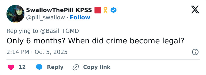 A Twitter user reacts with outrage to influencer&rsquo;s fake syringe attack prank sentence, questioning justice and legality.