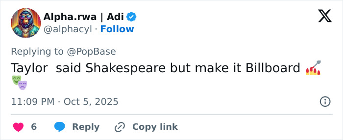 Screenshot of a tweet referencing Taylor Swift and a hidden secret jab at her ex in the music video.