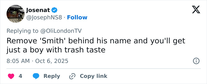 Tweet showing a user responding to a comment about Jaden Smith’s red-faced diaper-inspired look in Paris. Tweet showing a user responding to a comment about Jaden Smith’s red-faced diaper-inspired look in Paris.