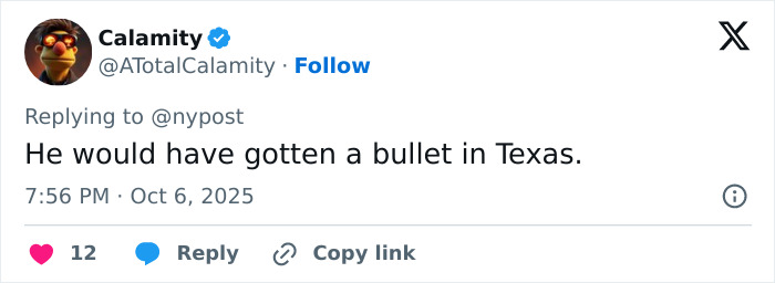 Tweet from user Calamity responding to a news post about an influencer's fake syringe attack pranks and public outrage over his sentence.