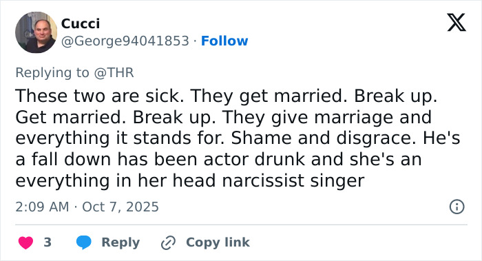 Tweet from user Cucci expressing fan rage and confusion over Jennifer Lopez and Ben Affleck's relationship status updates.