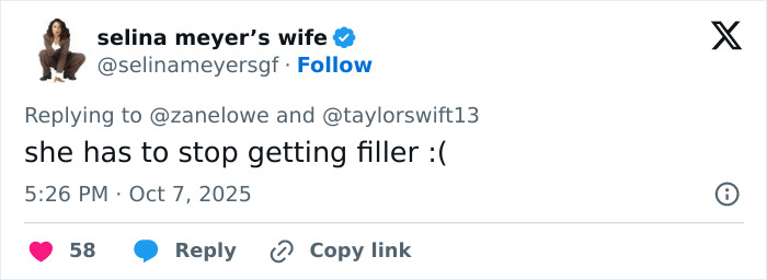 Screenshot of a social media post calling out cosmetic procedures and fillers after Taylor Swift interview goes viral. Screenshot of a social media post calling out cosmetic procedures and fillers after Taylor Swift interview goes viral.