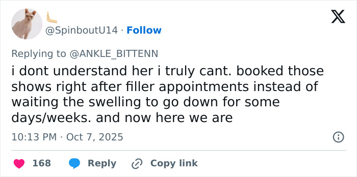 Screenshot of a tweet discussing cosmetic procedures and swelling, linked to Morphing Into MAGA fan reactions. Screenshot of a tweet discussing cosmetic procedures and swelling, linked to Morphing Into MAGA fan reactions.