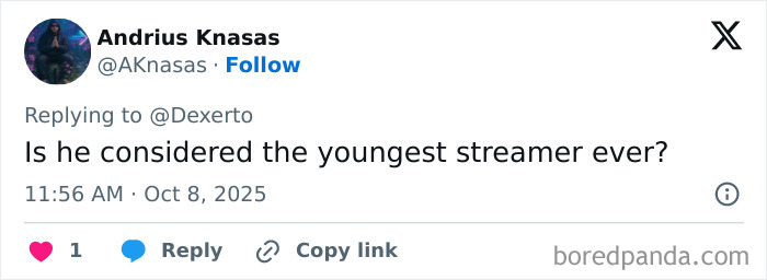 Tweet on screen discussing a young streamer, related to a woman giving birth on Twitch livestream sparking debate.