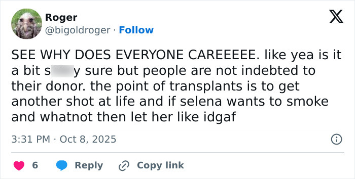 Screenshot of a tweet discussing fans' suspicions about Selena Gomez's kidney donor amid wedding drama.
