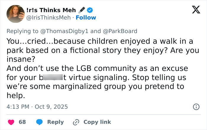 Tweet criticizing Harry Potter event organizers' apology to transgender community, sparking J.K. Rowling-related controversy online.