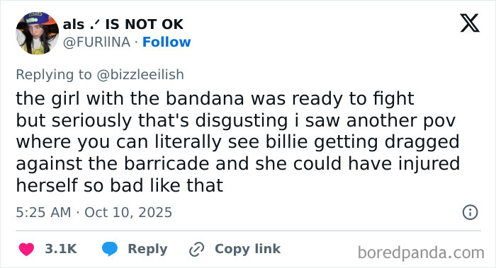 Fan outrage on social media after man tries to snatch Billie Eilish at Miami concert incident.