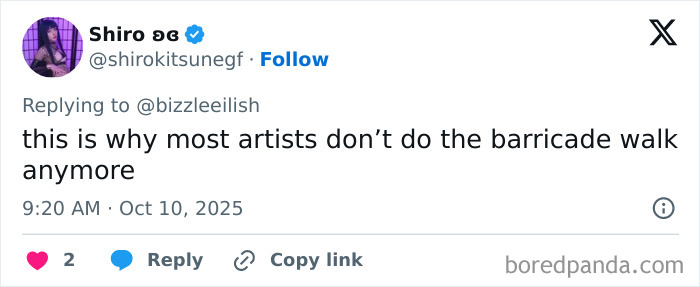 Tweet discussing fan outrage after man tries to snatch Billie Eilish at Miami concert, highlighting artist safety concerns.