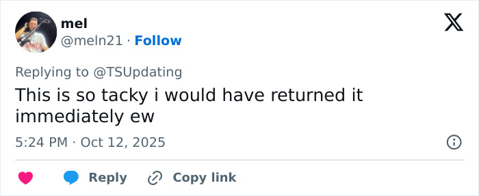 Twitter user expressing disapproval over Travis Kelce autographing Taylor Swift albums, sparking tradwife fan outrage.