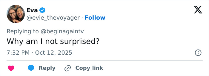 Screenshot of Twitter reply by Eva reacting to viral post about Taylor Swift $40 Life Of A Showgirl hairbrush criticism.