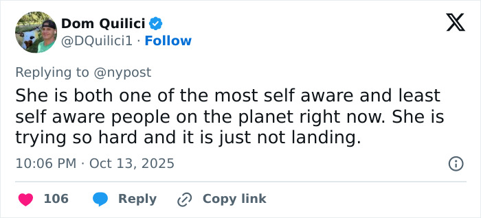 Screenshot of a tweet criticizing Meghan Markle's behavior related to Paris Fashion Week and Balenciaga designer comments.