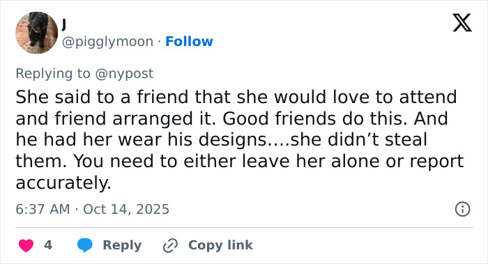 Tweet disputing rumors about Meghan Markle inviting herself to Paris Fashion Week and wearing Balenciaga designs with permission.