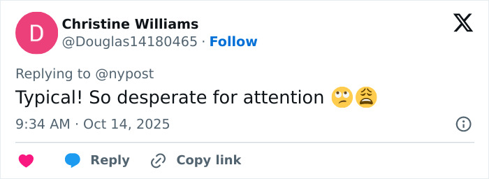 Twitter reply from Christine Williams reacting to Meghan Markle Paris Fashion Week Balenciaga designer comments.