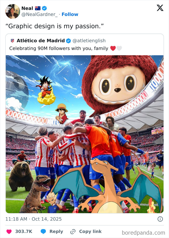 Soccer team celebrating with animated characters and funny tweets in a Netflix gotta add a comment section post.