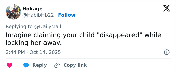 Tweet discussing a teen missing for 27 years discovered living in parents&rsquo; house in horrific condition.