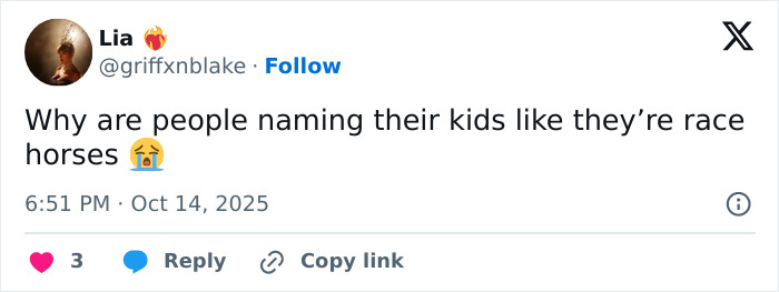 Social media post showing a user baffled by pop star naming her son related to diabetes, sparking fan confusion.