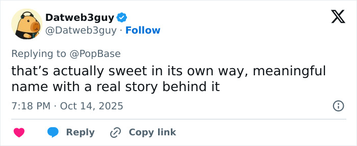 Tweet from user Datweb3guy praising the meaningful name story related to pop star and diabetes.