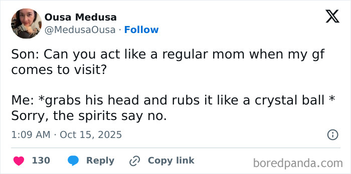 Twitter post showing a humorous exchange between a parent and child, highlighting funny parents' moments on X in October.