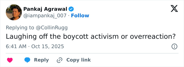 Tweet by Pankaj Agrawal questioning laughing at trans activists' boycott related to Harry Potter activism controversy.