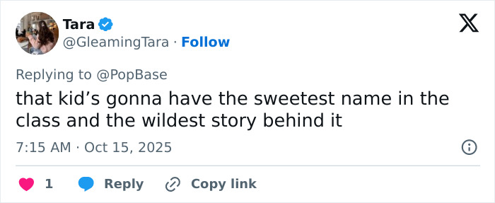 Social media comment reacting to pop star naming her son after her diabetes, sparking fan confusion and intrigue.