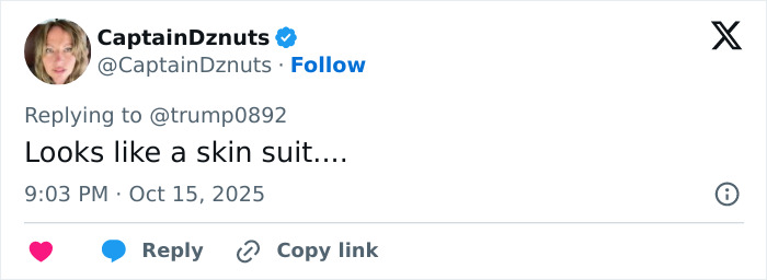 Tweet from CaptainDznuts commenting on a radical makeover with fans comparing the look to Barry Manilow.