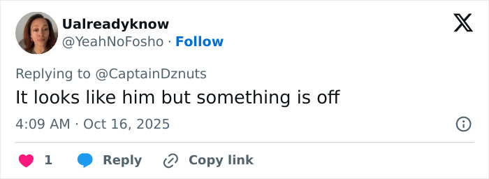 Tweet screenshot showing a user commenting that a celebrity looks similar but something seems off, related to Bradley Cooper's makeover.