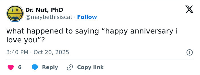 Tweet by Dr. Nut, PhD questioning changes in anniversary greetings after Kristen Bell snubs fans following backlash.