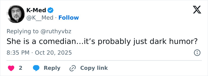 Tweet by K-Med discussing Kristen Bell snubbing fans amid backlash, shown with profile photo and Twitter interface.