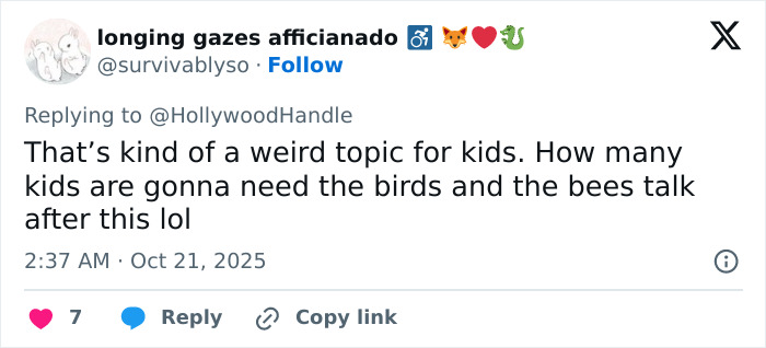 Social media user reacts to Disney film backlash over disgusting heterosexual breeding propaganda topic for kids. Social media user reacts to Disney film backlash over disgusting heterosexual breeding propaganda topic for kids.