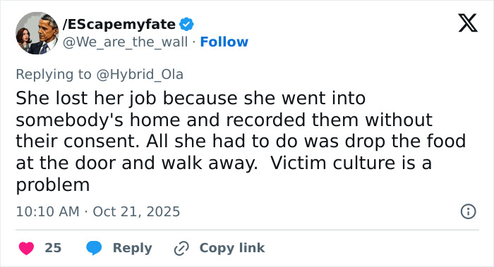 Tweet discussing a woman fired for exposing a customer without underwear, sparking a heated debate about privacy and victim culture. Tweet discussing a woman fired for exposing a customer without underwear, sparking a heated debate about privacy and victim culture.