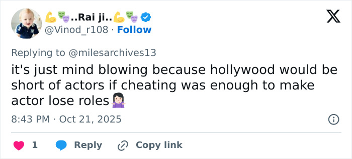 Tweet reacting to David Harbour cheating controversy, debating if the actor deserves to be fired after Lily Allen&rsquo;s confession.