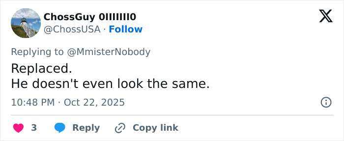 Twitter user commenting on Bradley Cooper's radical makeover, saying he looks completely different and like Barry Manilow.