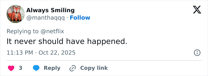 Twitter user Always Smiling reacts emotionally to Netflix&rsquo;s The Perfect Neighbor based on a disturbing true story.