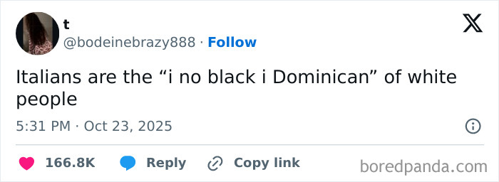 Tweet discussing racial identity among white people, highlighting a dystopic aspect of society through social media expression.