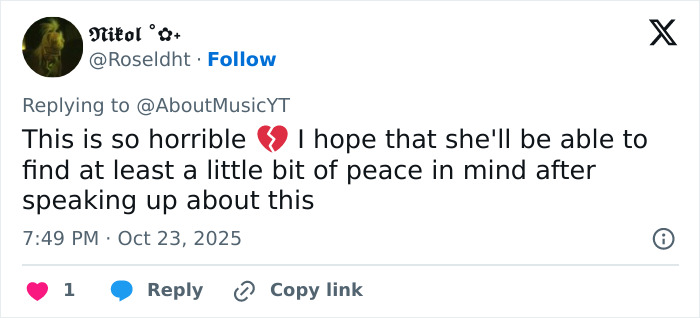 Tweet expressing sympathy and hope for K-Pop icon Park Bom as she reveals reasons behind her plastic surgery transformation.