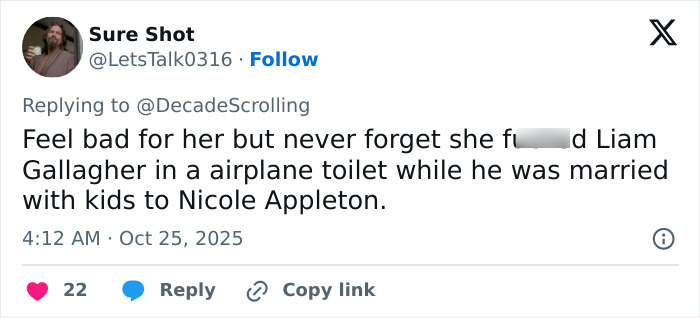 Screenshot of a social media reply discussing Lily Allen's explosive new album amid disturbing claims about David Harbour's alleged cheating.