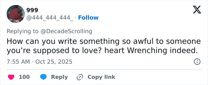Tweet expressing emotional pain about betrayal, relating to Lily Allen's new album and disturbing claims about David Harbour's alleged cheating.
