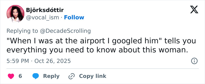 Tweet by Bj&ouml;rksd&oacute;ttir discussing David Harbour&rsquo;s atrocious interaction with a woman half his age going viral.