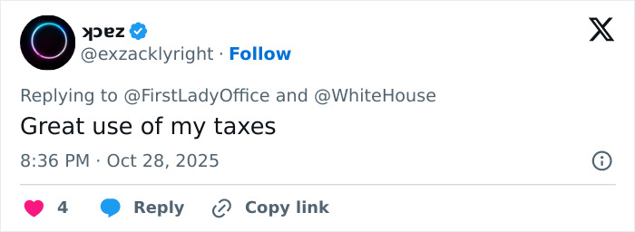 Tweet criticizing Melania Trump's White House Halloween display, highlighting public backlash and harsh online reactions.