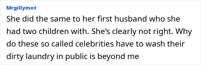 User comment criticizing a celebrity, referencing accusations and public disputes involving David Harbour and Lily Allen.